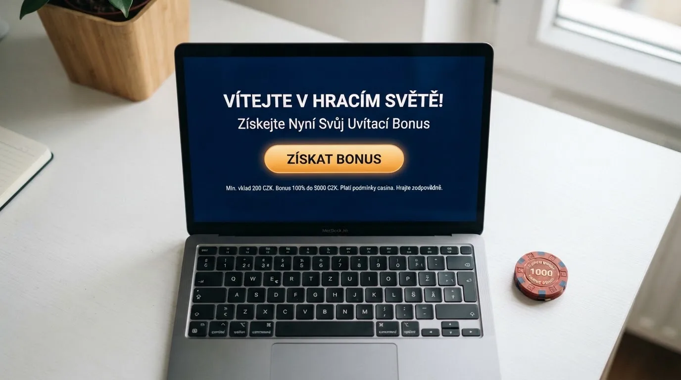 Propagační nabídka volných zatočení na obrazovce kasina, vedle tlačítko s nápisem Získat bonus a podmínky protočení