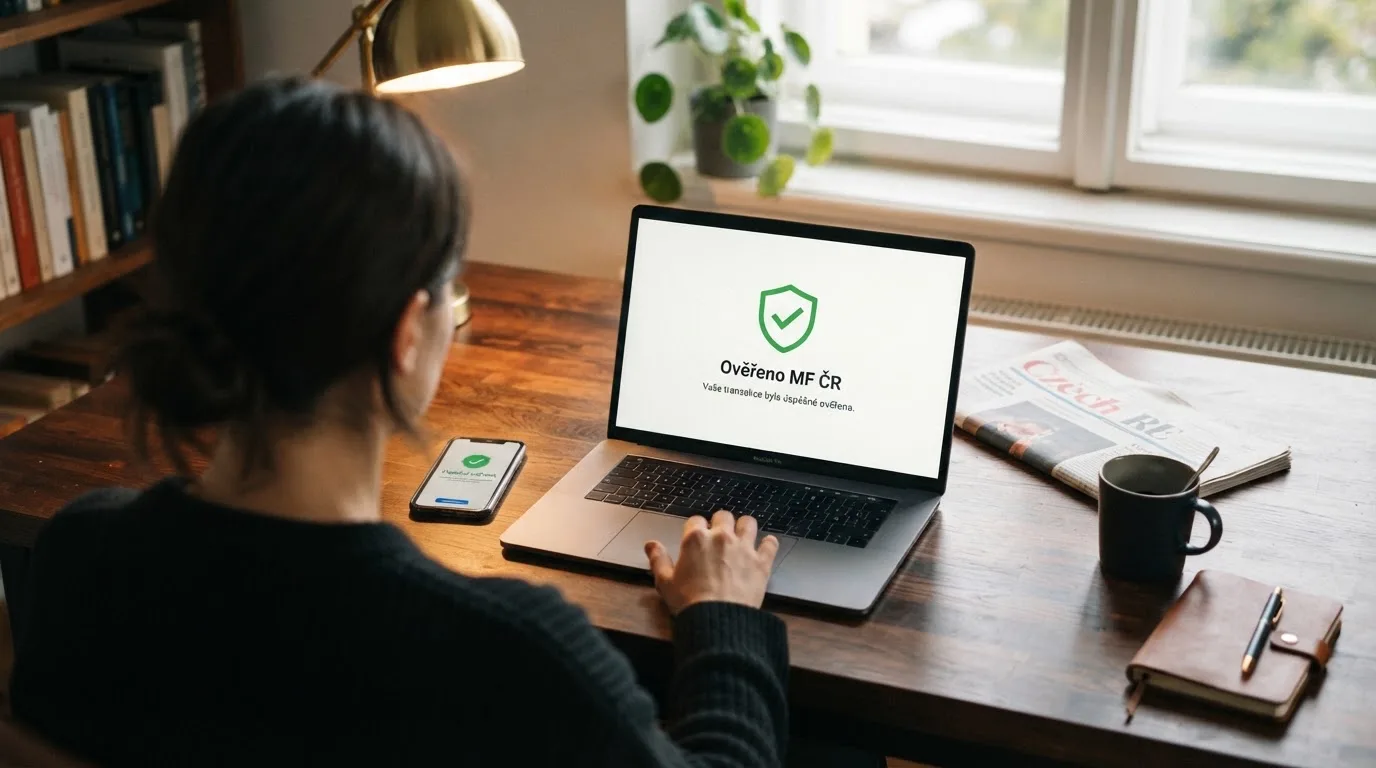 Úřední dokument s razítkem Ministerstva financí ČR a logem české licence na pozadí obrazovky s online casinem