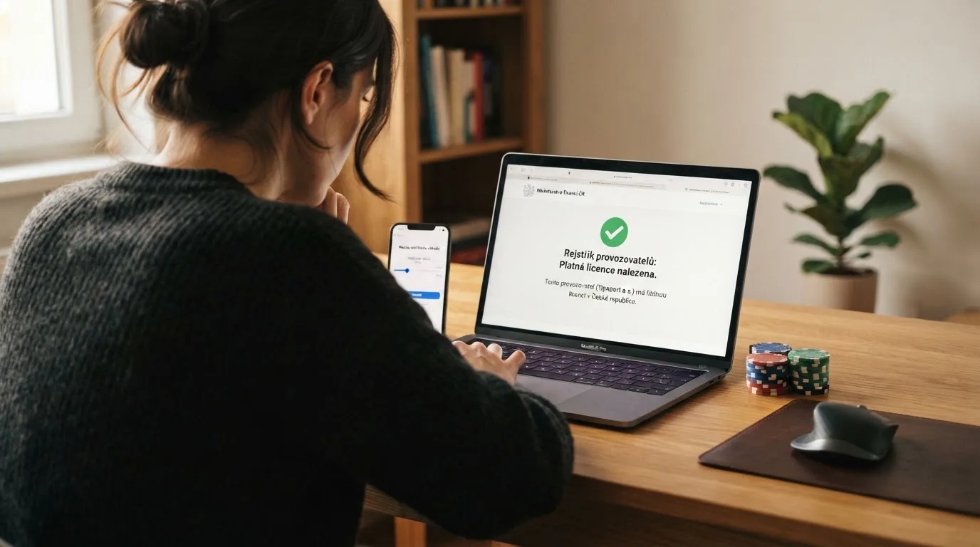 Úřední dokument s razítkem Ministerstva financí ČR vedle loga online kasina