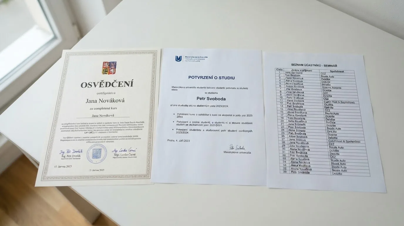 Tři dokumenty vedle sebe — licence Curaçao, Anjouan a výpis ze Seznamu provozovatelů MF ČR, každý s viditelně odlišnou úrovní podrobnosti